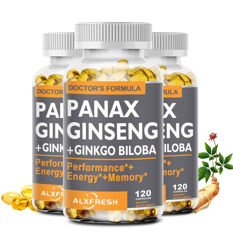 Alxfresh Korean Ginseng Capsules Ginkgo Biloba for Strength, Endurance, Performance Enhancement and Focus Supplement