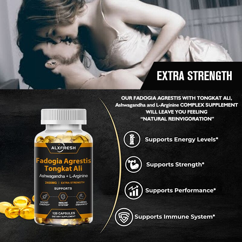 Natural Fadogia Agrestis with Tongkat Ali Root Extract for Testosterone Booster Stamina Energy Supplement