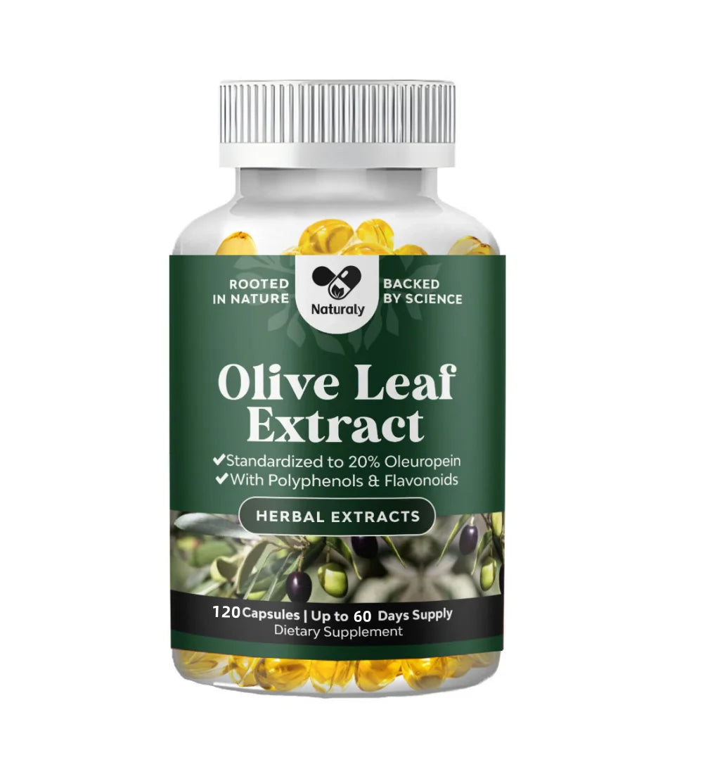 Powerful Olive Leaf Extract Capsules - High strength antioxidant supplement, containing pure olive leaves and 20% olivine - Herb