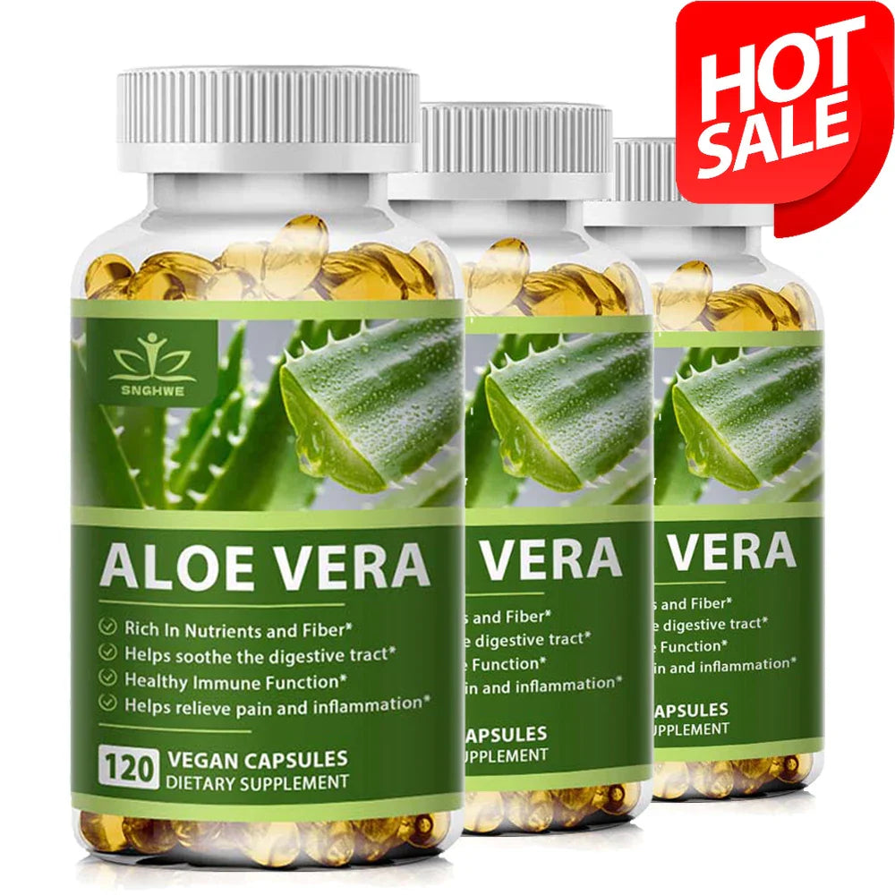SNGHWE Natural Aloe Vera Extract - Anti Obesity, Demethoxylation, Toxin Sensitivity, Intestinal Cleansing, Metabolic Supplement
