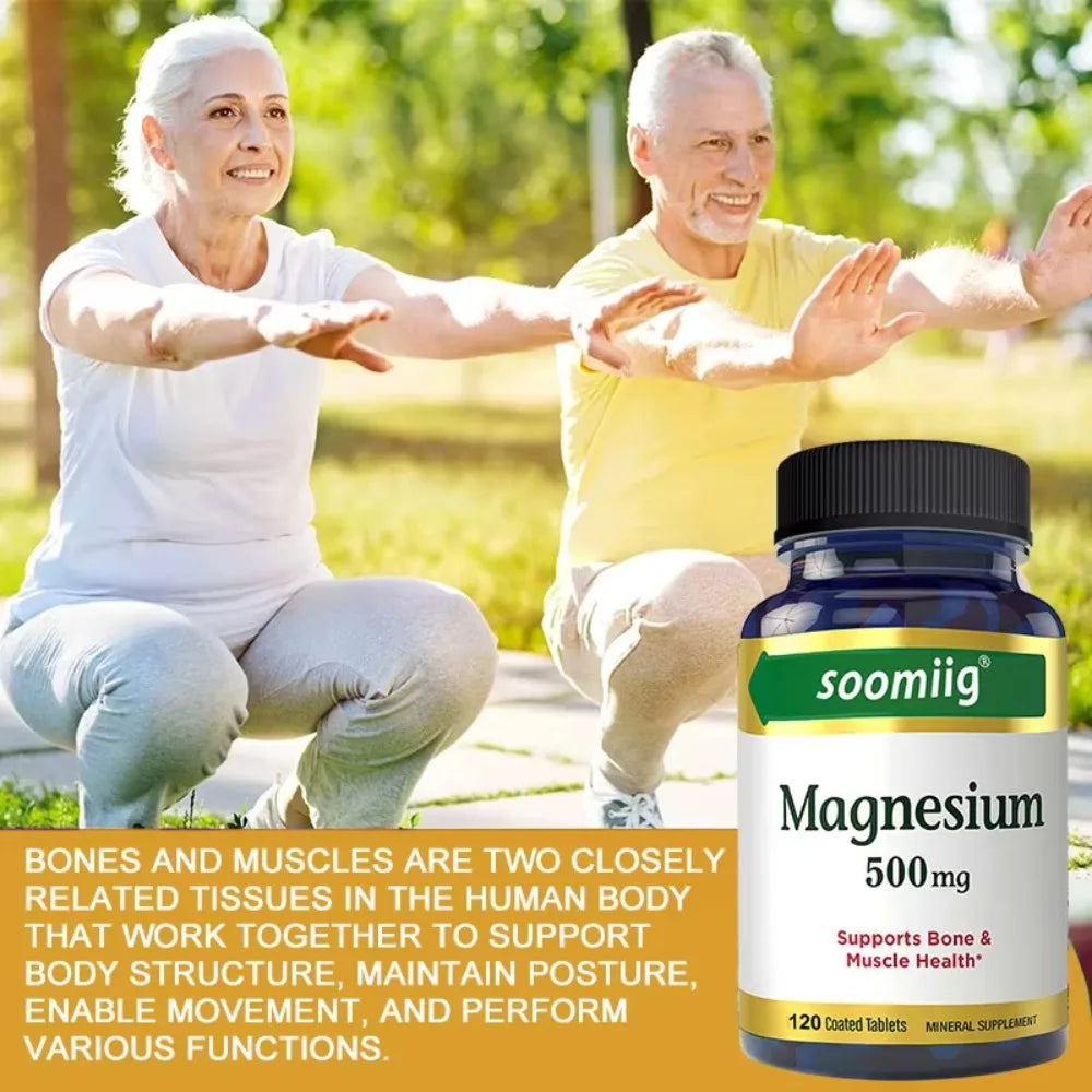 SOOMIIG Magnesium 500 Mg - Mineral Supplement - Supports Bone & Muscle Health, Energy Metabolism, Sleep Quality, 120 Capsules