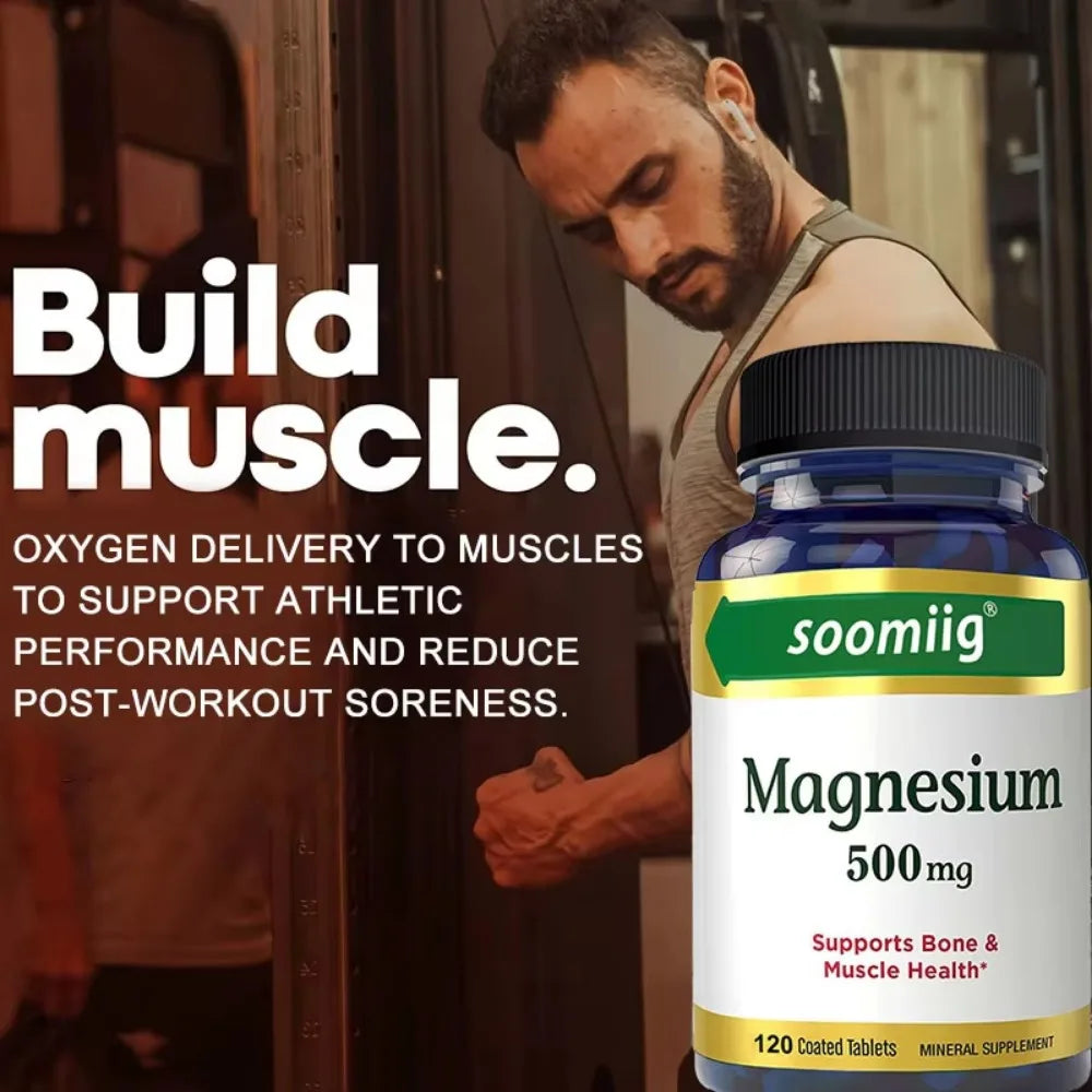 SOOMIIG Magnesium 500 Mg - Mineral Supplement - Supports Bone & Muscle Health, Energy Metabolism, Sleep Quality, 120 Capsules
