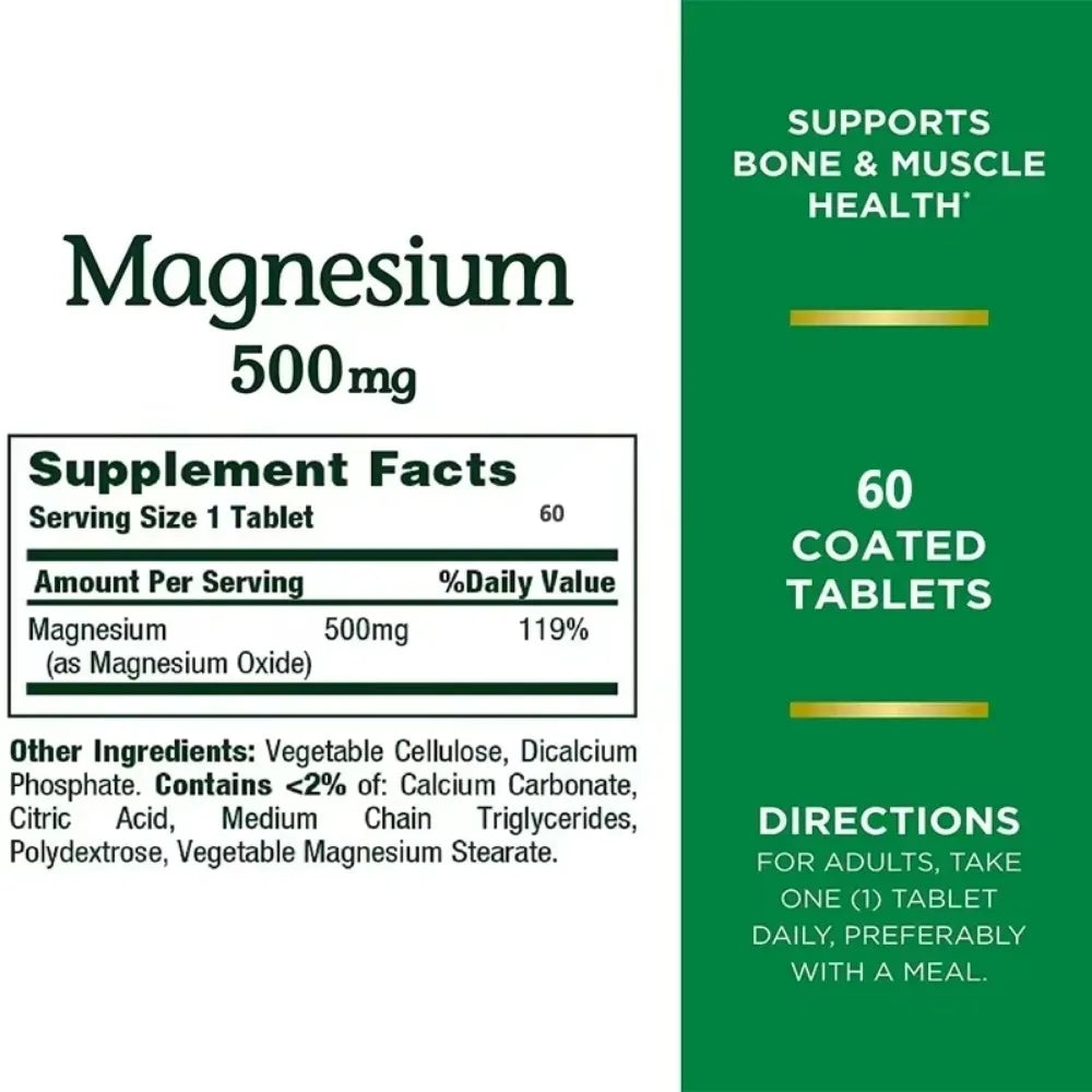 SOOMIIG Magnesium 500 Mg - Mineral Supplement - Supports Bone & Muscle Health, Energy Metabolism, Sleep Quality, 120 Capsules