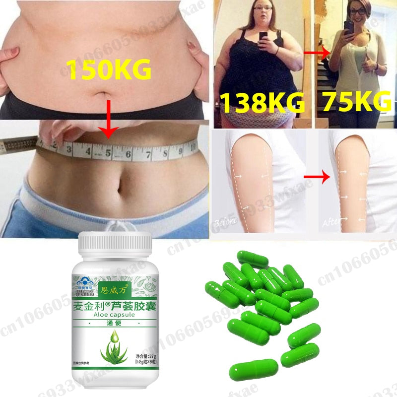60Pcs Weight Loss Pill Burn Fat Fast Slimming Aloe Vera Detox Capsules Beauty Health Weight Lose Products Cellulite Diet Pills