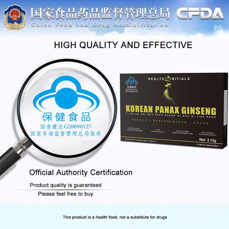 Natural Ginseng Extract Capsules Men's Strength and Mood Supplement Extended Size Male Care Extended Time