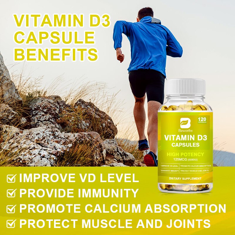 BW Vitamin D3 Capsules Strengthens Bones, Teeth, Heart and Nerves, Enhances Immune System Function Supplement For Women & Men