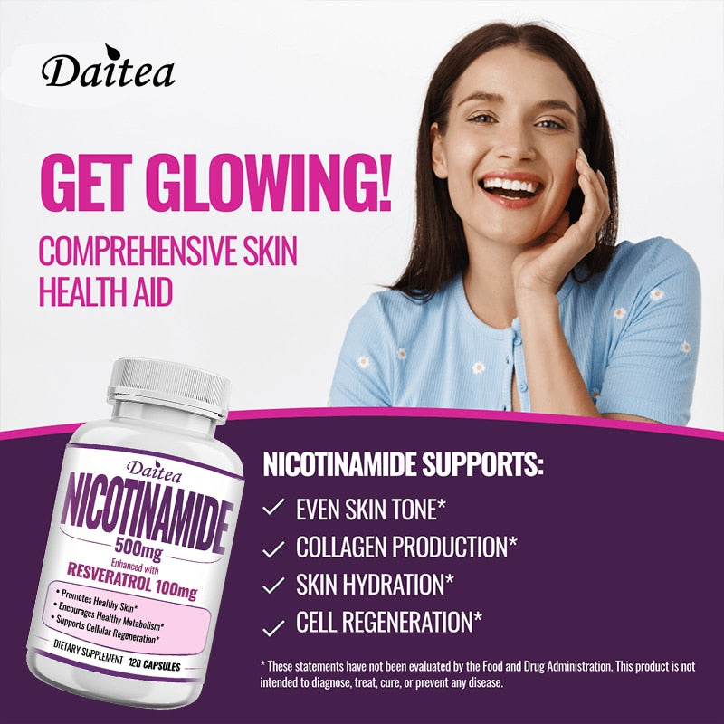 Niacinamide Supplement Supports Skin Health, Metabolism, Cell Regeneration, Brain and Cardiovascular Health and Boosts Immunity