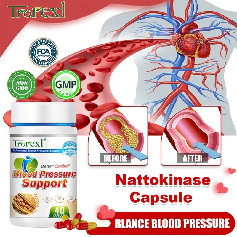 Blood Pressure Support, Blood Vessel Clean, Natto Capsule, Lower Blood Pressure, Cardiovascular Health, Hypertension Relief