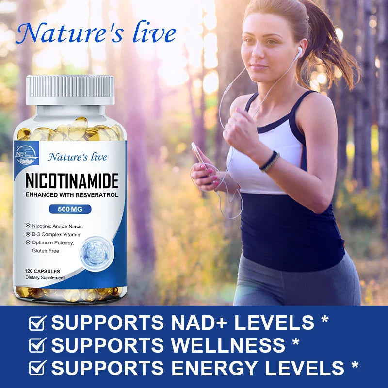 NATURE'S LIVE Nicotinamide Resveratrol 500MG, Anti-aging NAD Supplement 120/240/480 Capsules