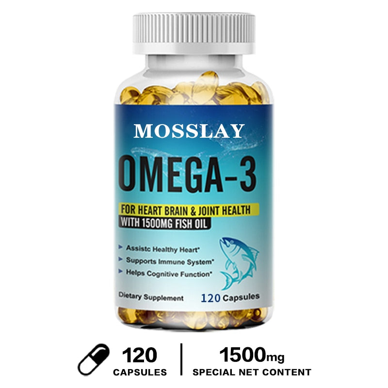 MOSSLAY Omega-3 S Fish Oil Dietary Supplement - Helps Support Brain and Heart Health, Including EPA & DHA - 1500 Mg Per Serving