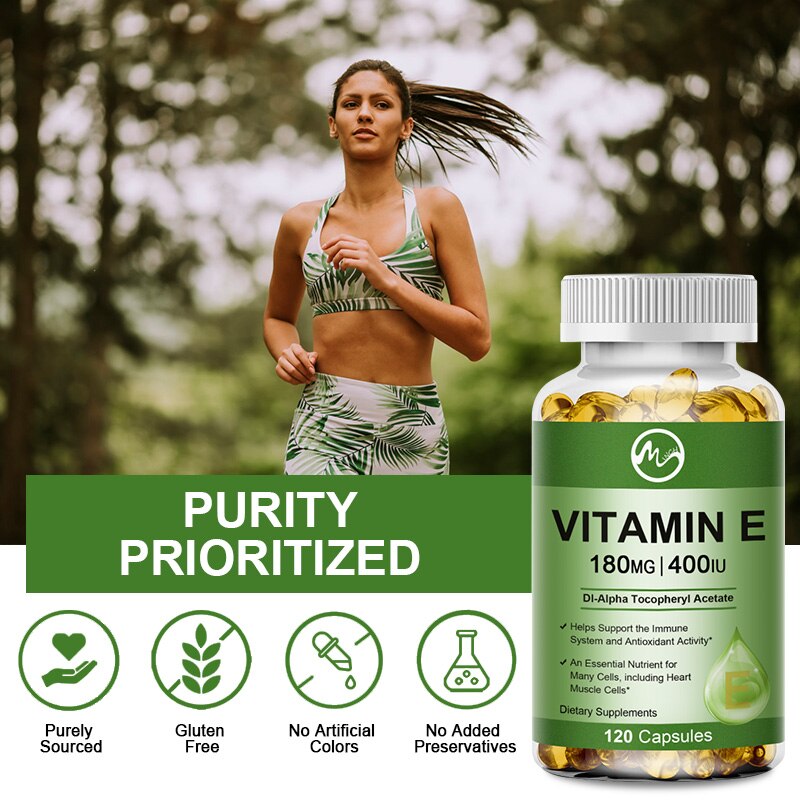 Minch Vitamin E 180Mg (400 Iu) Dl-Alpha Dietary Supplement for Antioxidant Support Vitamine Extract Capsules Anti-Wrinkle Whiten