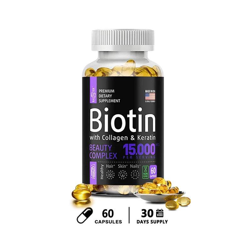 Balincer with Biotin + Collagen + Keratin Supplement - for Hair, Skin, Nail Health | Non-GMO, 120 Capsules