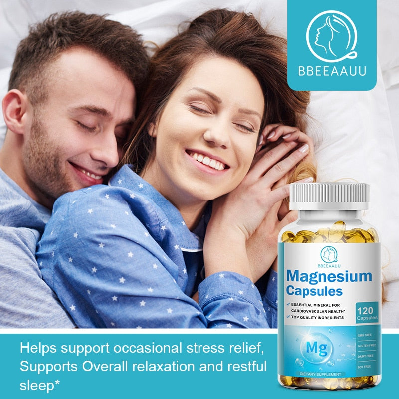 BBEEAAUU Chelated Magnesium Glycinate Capsules Promotes Muscle Heart and Bone Health Help Sleep Muscle Relaxation Anxiety Relief