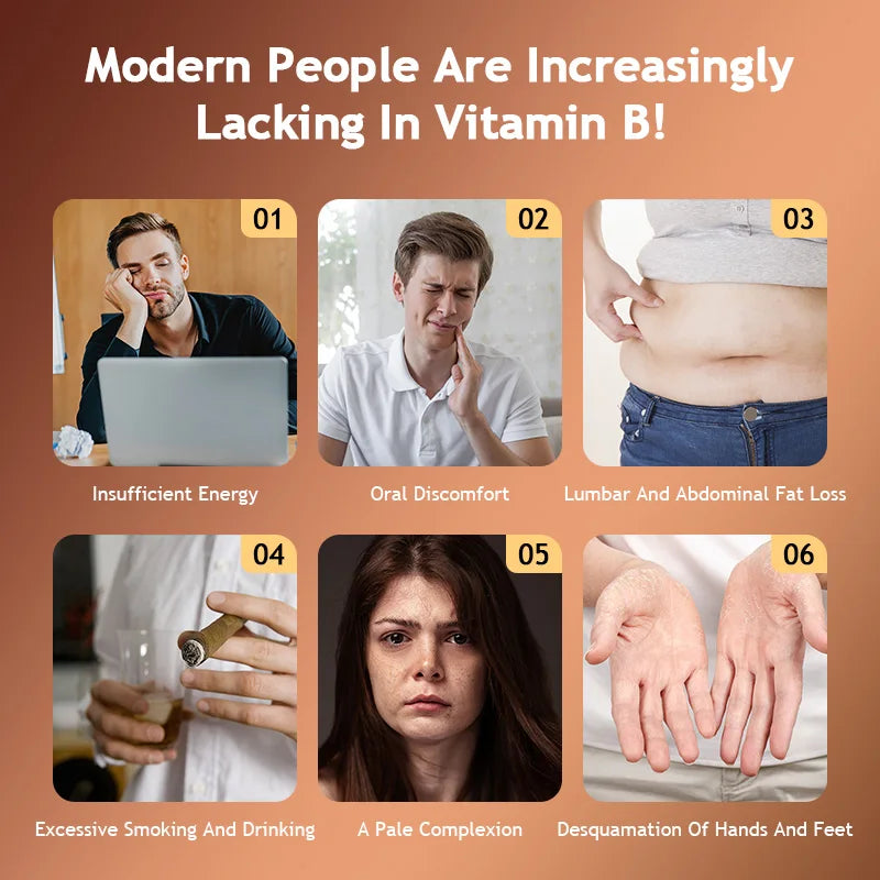 B-Complex Vitamin Supplements (B1 B2 B3 B5 B6 B12 Folic Acid&Biotin) Relieve Stress Improve Immunity System Strong Bones &Teeth