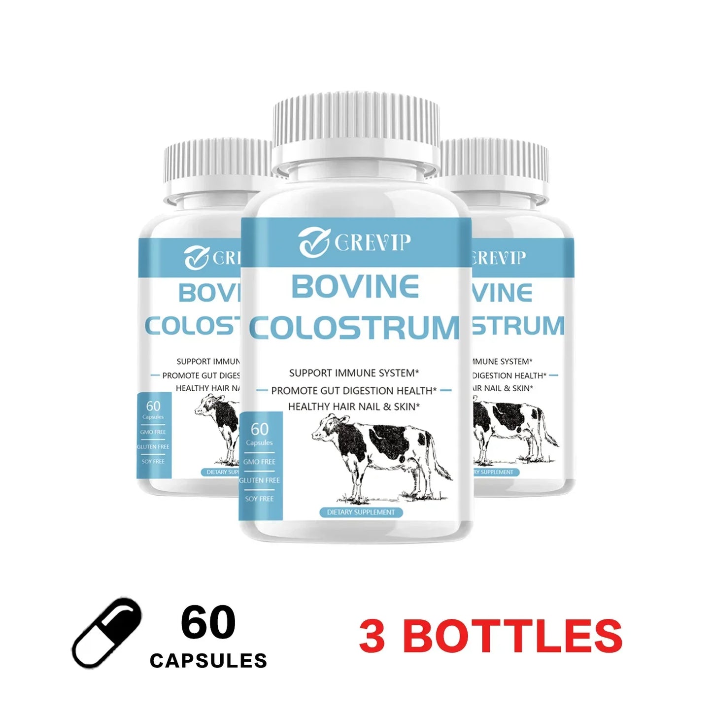Bovine Colostrum Supplement - Digestive Support, Promotes Alopecia Growth, Skin and Nail Health