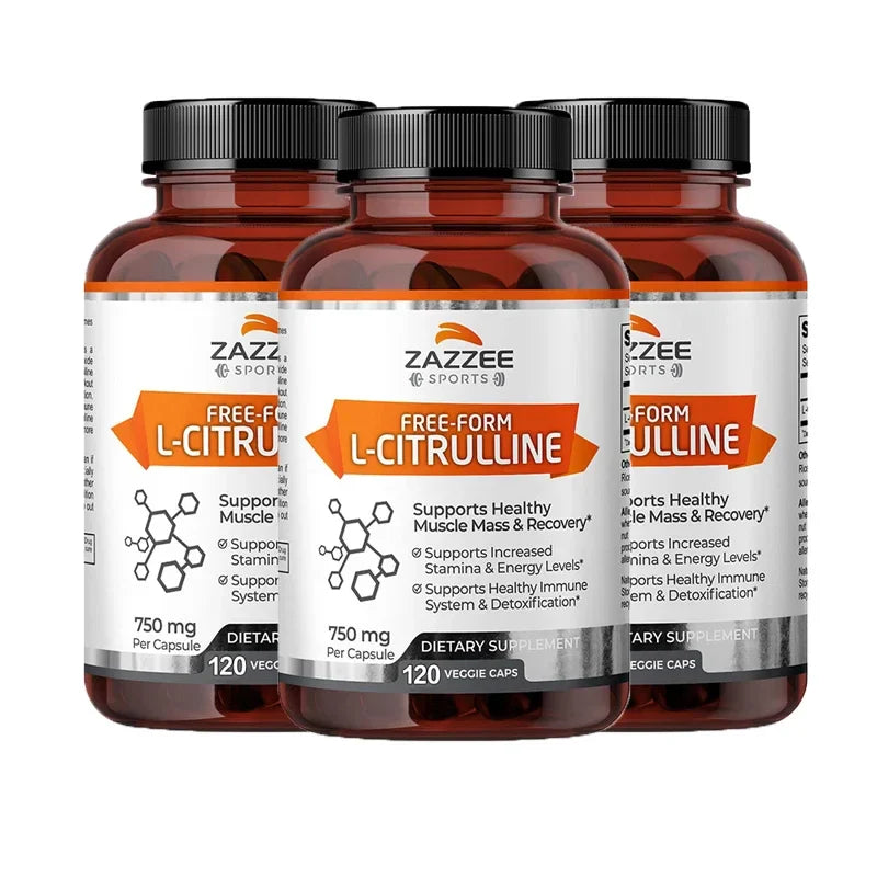 Supplement with L-Citrulline - Healthy Muscle Building, Energy, Strength, Immune System Support -120 Capsules Dietary Supplement