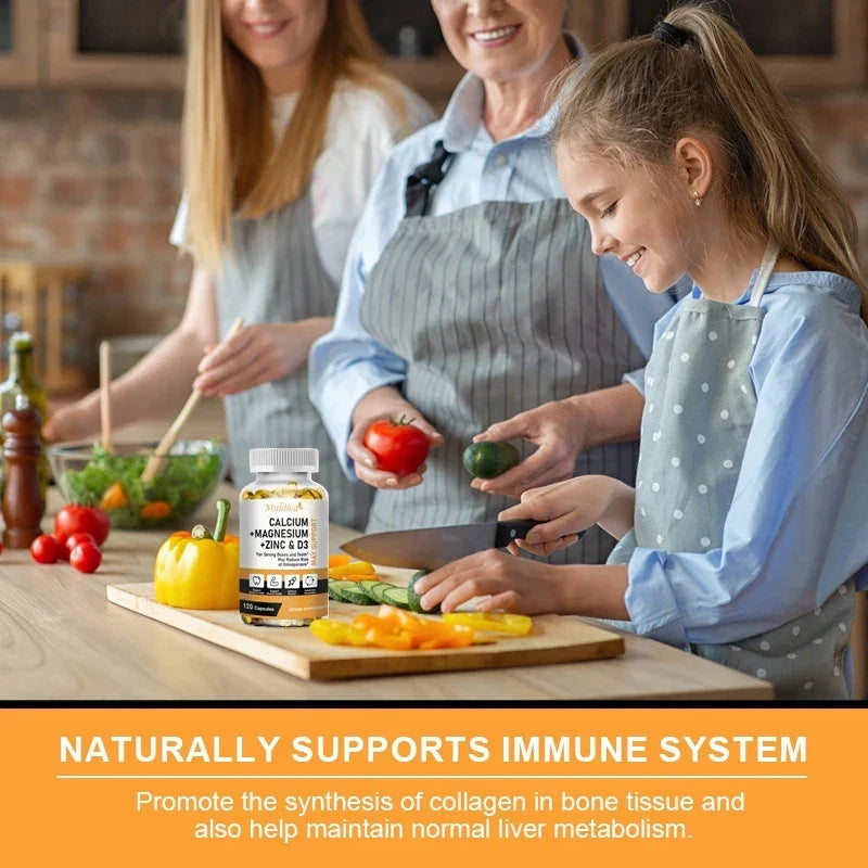 Zinc Calcium Magnesium and Vitamin D, Skeletal Muscle Joint Dental Support, Support Immune System Balance 30/60/120 Capsules