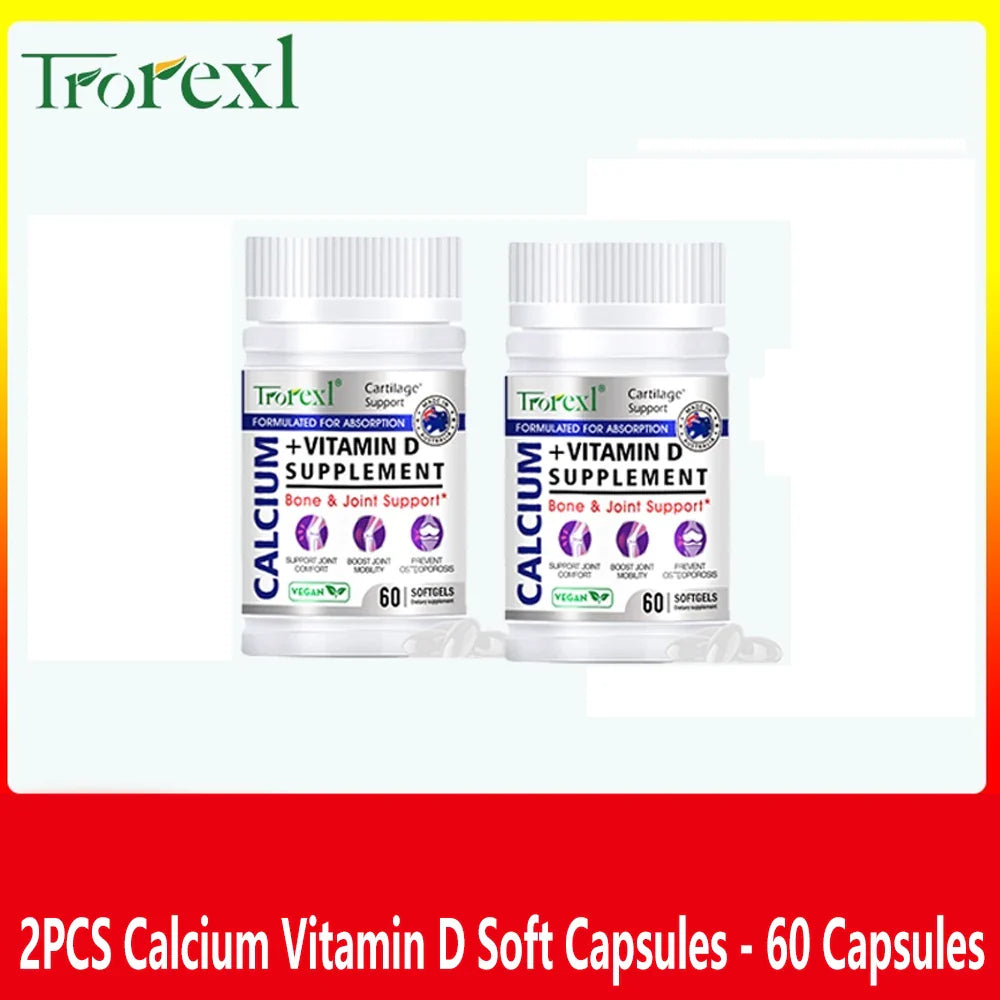 Trorexl Height Growth Pills Calcium Supplement Vitamin D3 Vegetarian Softgels Help Grow Taller,Immune & Bone Health Healing