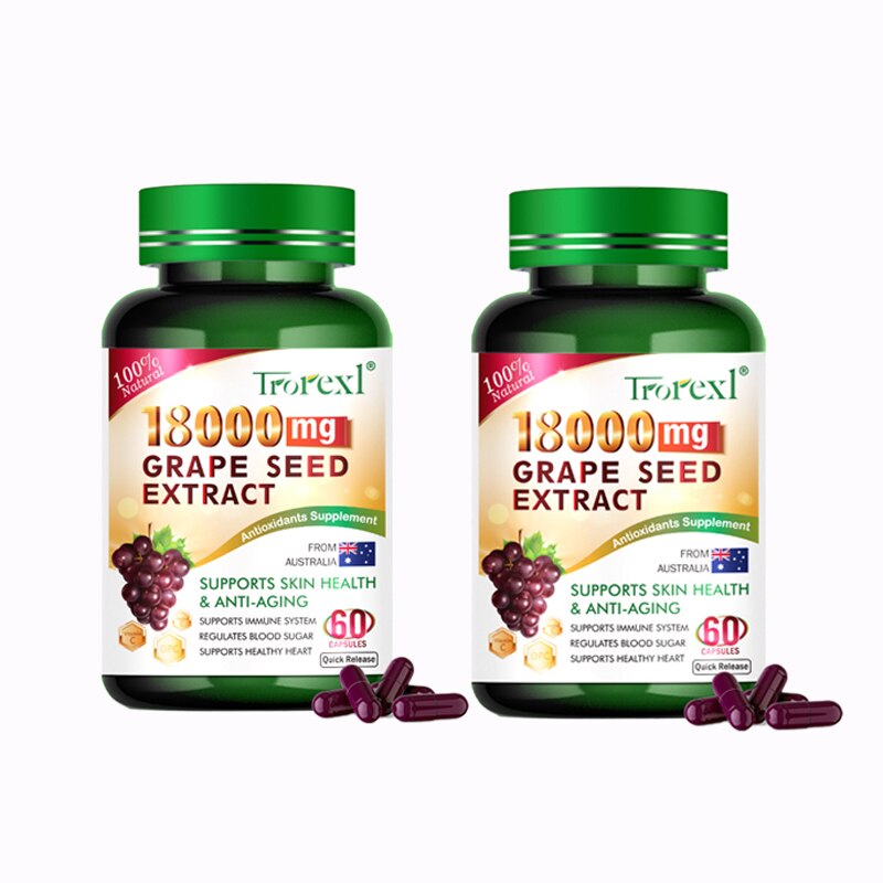 Natural Whitening Grape Seed Extract Capsules Antioxidant Dark Spots Remover Pills Blood Pressure Cholesterol Balance Supplement
