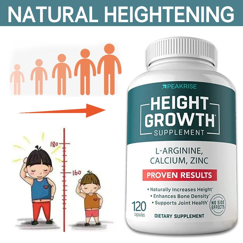 Height Growth Supplement - Aids Bone Strengthening & Growth - Natural Height Growth, L-Arginine Calcium Zinc Supplement