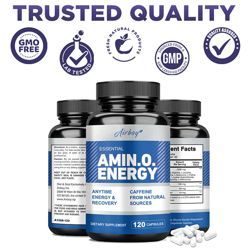 Amino Acid Capsules- Helps Increase Strength, Endurance, Protein Synthesis, Build Muscle Mass, Abs, Energy