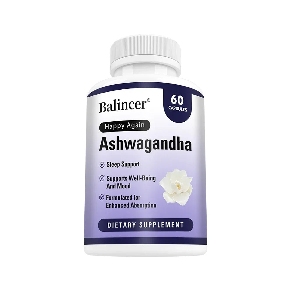 Ashwagandha + Black Pepper Extract Capsules - Helps Mood Reduce Anxiety and Stress, Improving Sleep, Brain Health Supplement