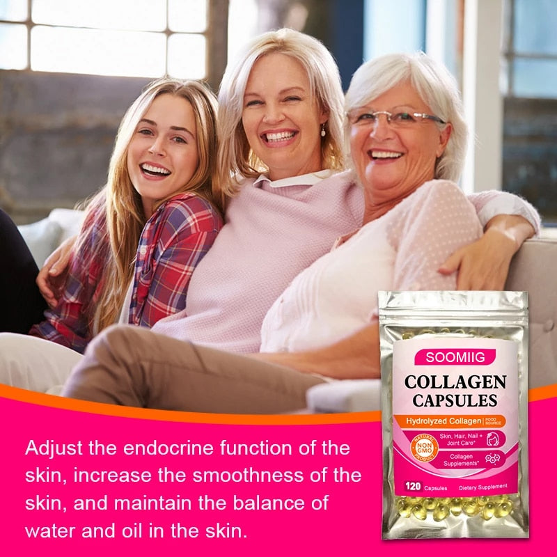 Hydrolyzed Collagen Capsules Support Skin&Joint& Hair & Nails Health Anti-aging Nutritional Supplements For Women