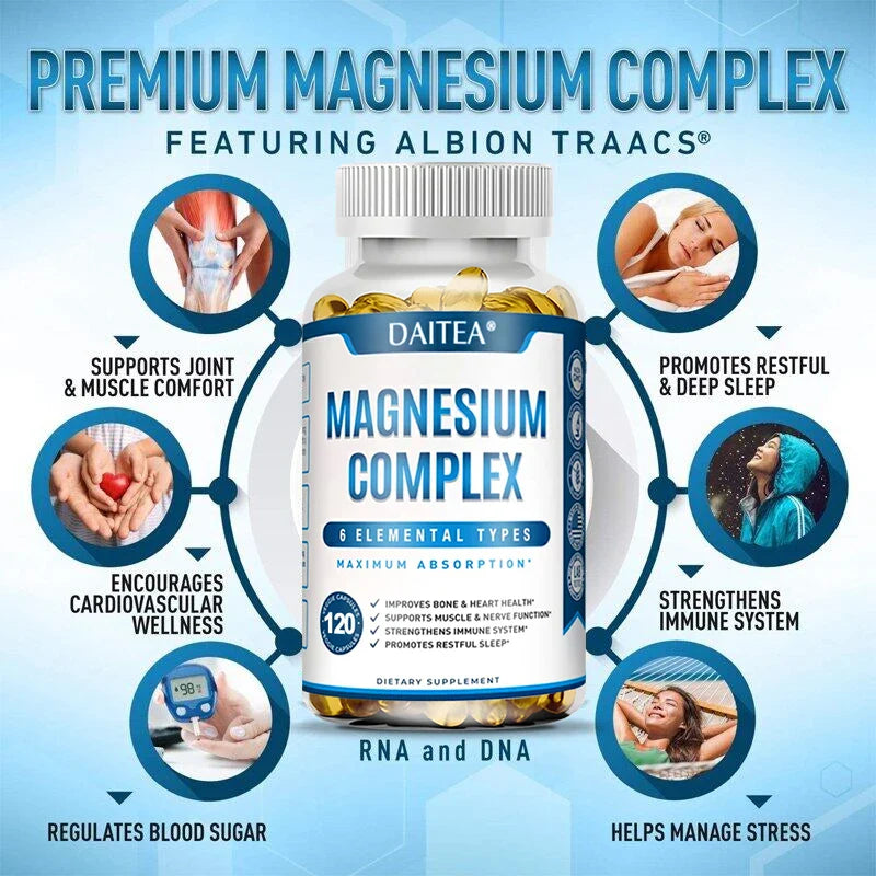 Magnesium Complex Capsules - Bone, Muscle & Heart Health Supplement, Sleep Support,Muscle Relaxation,Stress & Anxiety Relief
