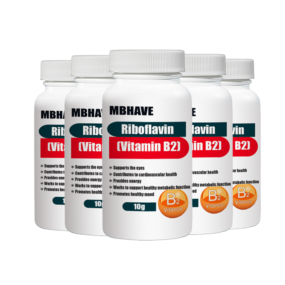 Free Shipping Riboflavin (Vitamin B2) 10g Supports the eyes Provides energy Works to support healthy metabolic function