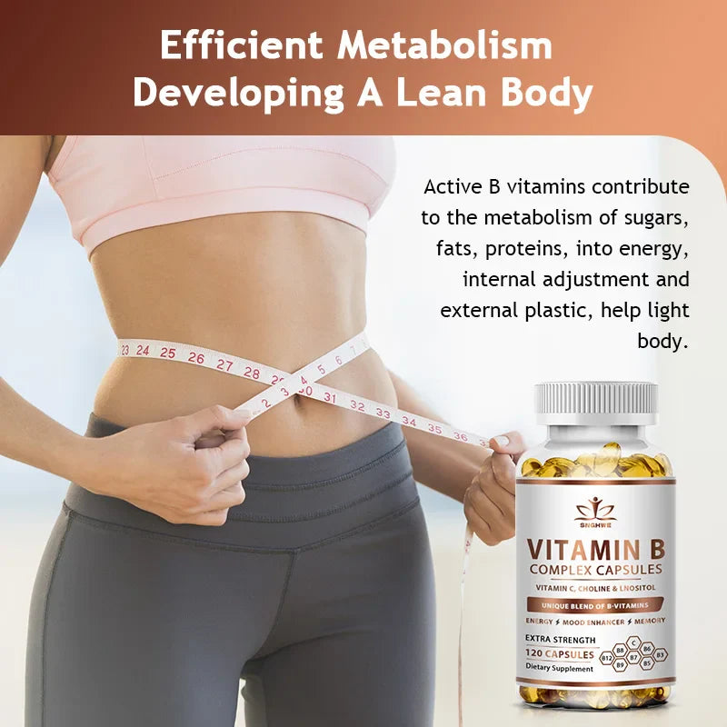 B-Complex Vitamin Supplements (B1 B2 B3 B5 B6 B12 Folic Acid&Biotin) Relieve Stress Improve Immunity System Strong Bones &Teeth