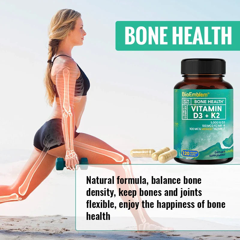 Vitamin D3 K2 Capsules - Vitamin D K2 Supplement, Immune Vitamin Complex, Supports Heart, Teeth, Joint Health and Bone Health
