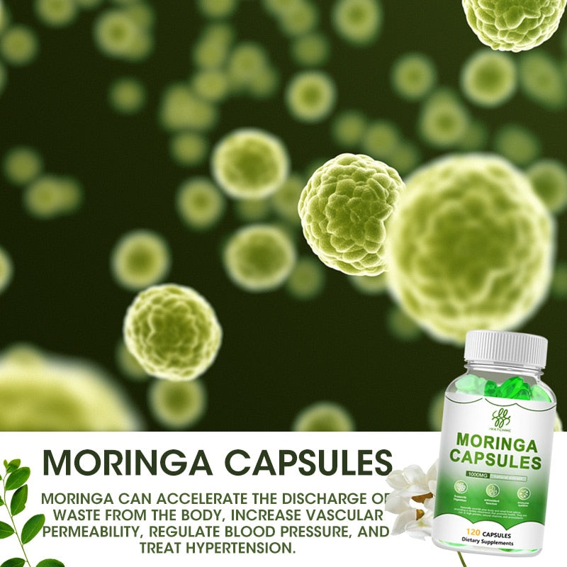 Natural Moringa oil Capsules Vitamin & Amino acid supplement High blood pressure Enhance immunity and promote insulin secretion
