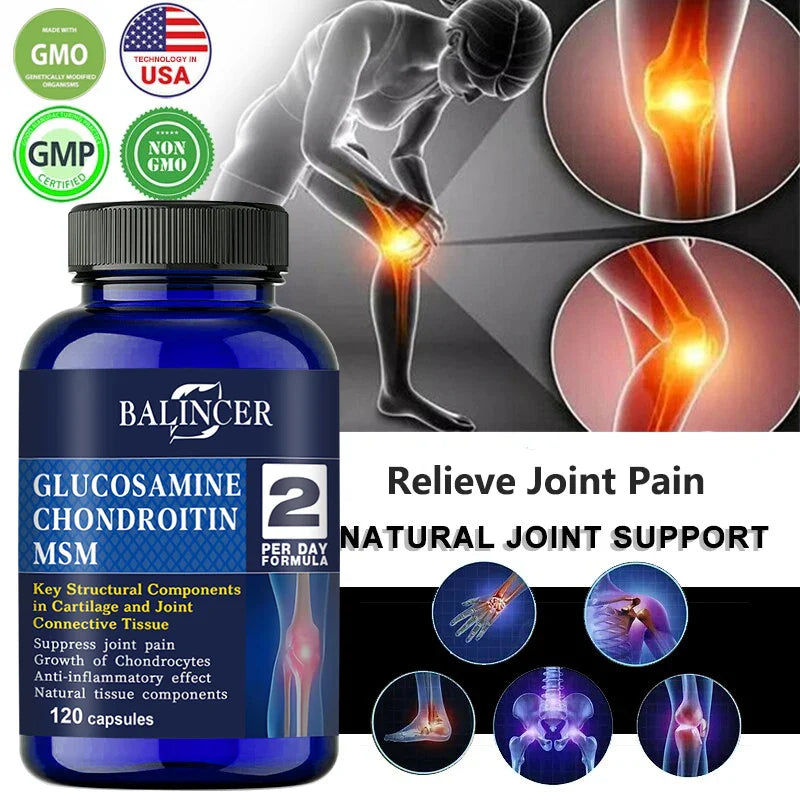 Balincer Glucosamine Chondroitin MSM, 120 Capsules, for Joint and Knee Health, Immune System, Non-GMO, Gluten-Free