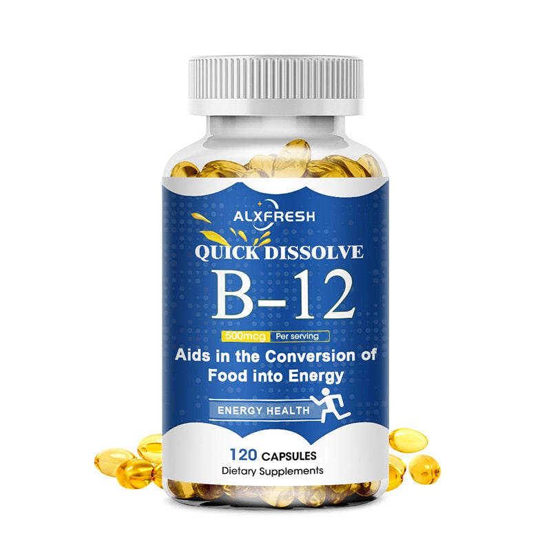 Alxfresh Vitamin B12 Capsule 500 Mcg Methyl B12 Organic Spirulina Supports Healthy Mood Energy Heart&Eye Vitamin B12 Supplement