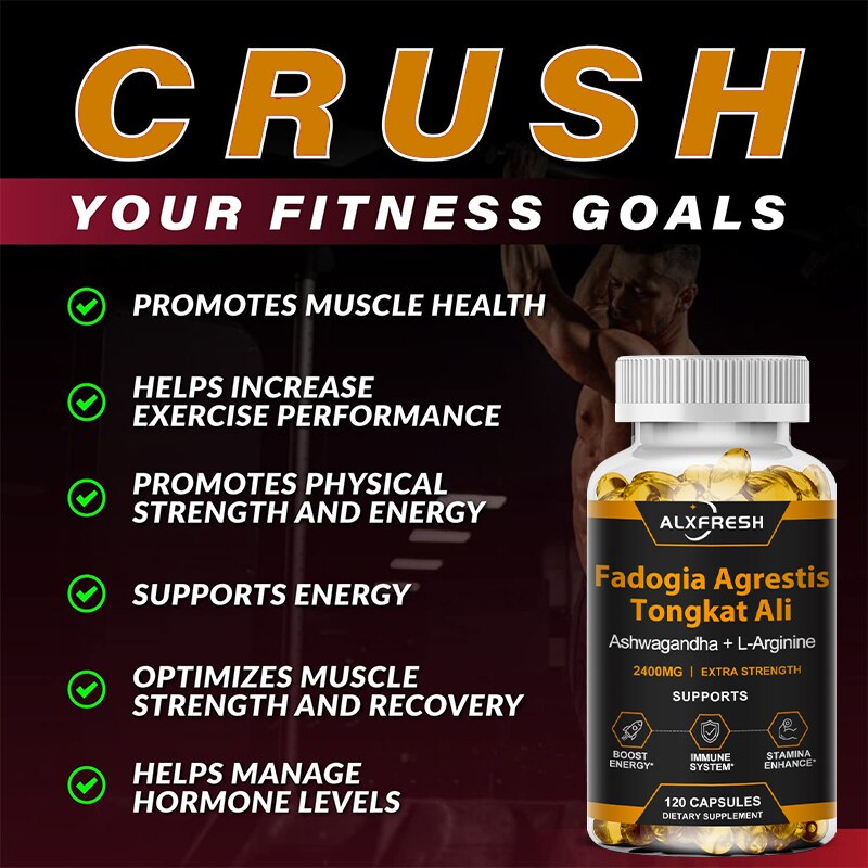 Natural Fadogia Agrestis with Tongkat Ali Root Extract for Testosterone Booster Stamina Energy Supplement