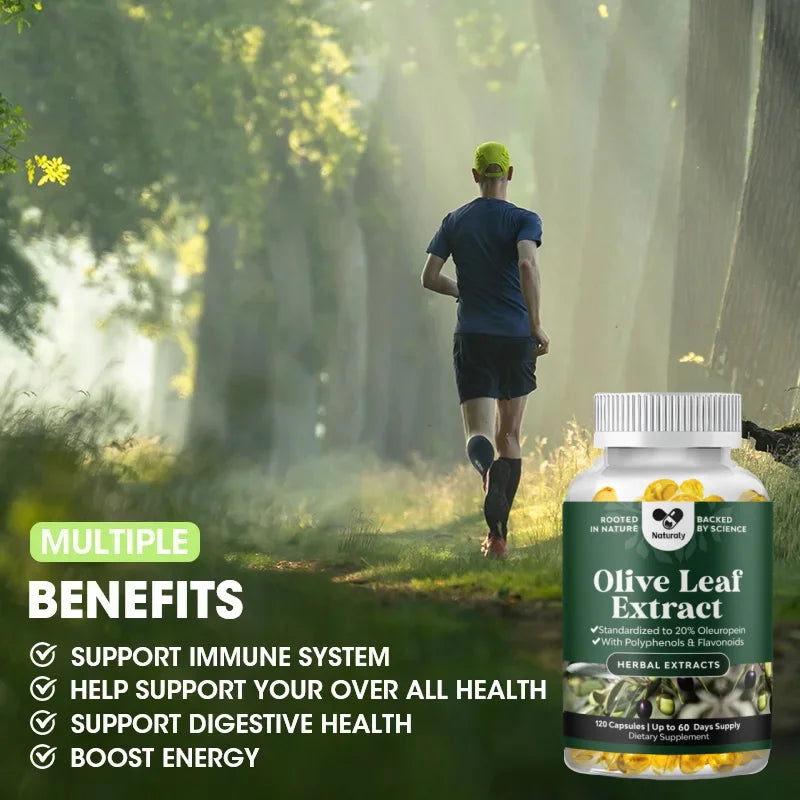 Powerful Olive Leaf Extract Capsules - High strength antioxidant supplement, containing pure olive leaves and 20% olivine - Herb
