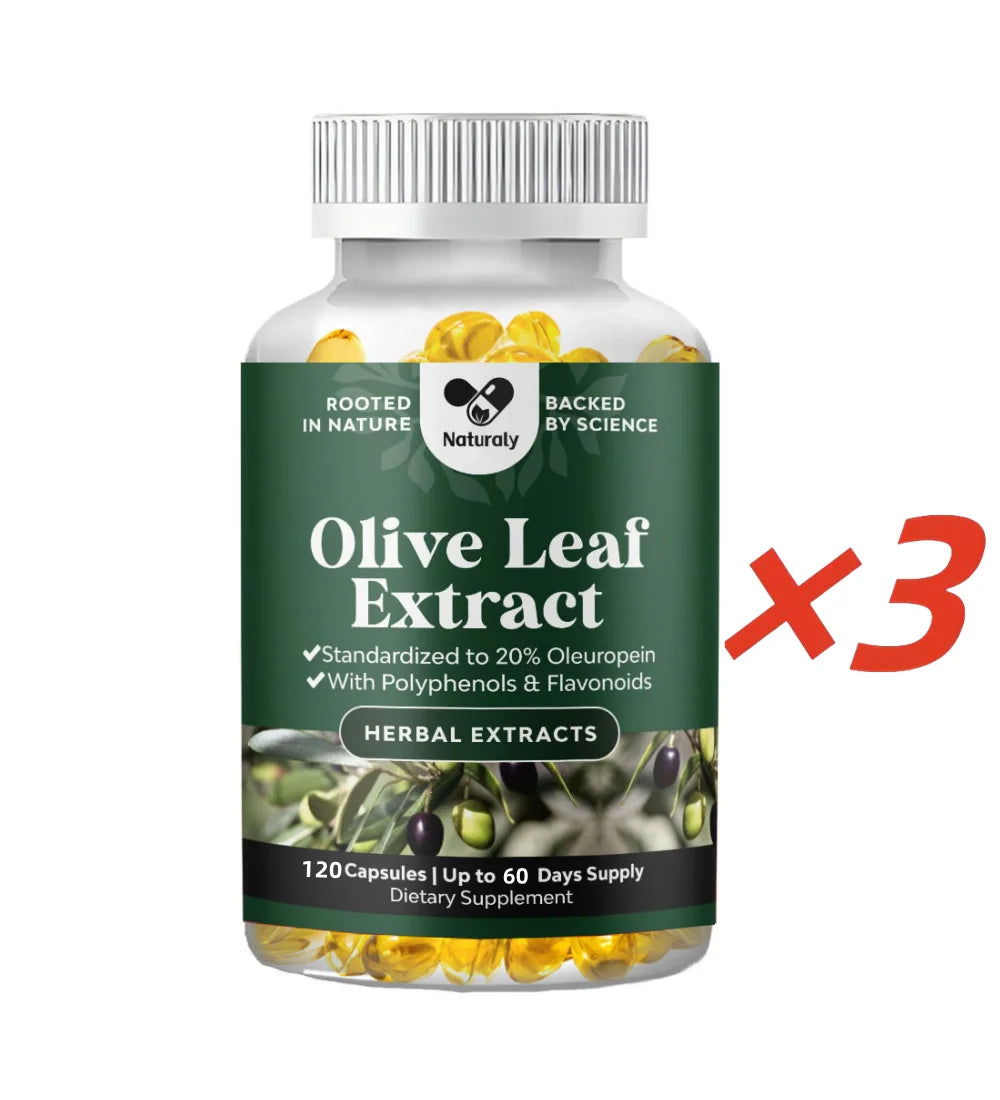 Powerful Olive Leaf Extract Capsules - High strength antioxidant supplement, containing pure olive leaves and 20% olivine - Herb