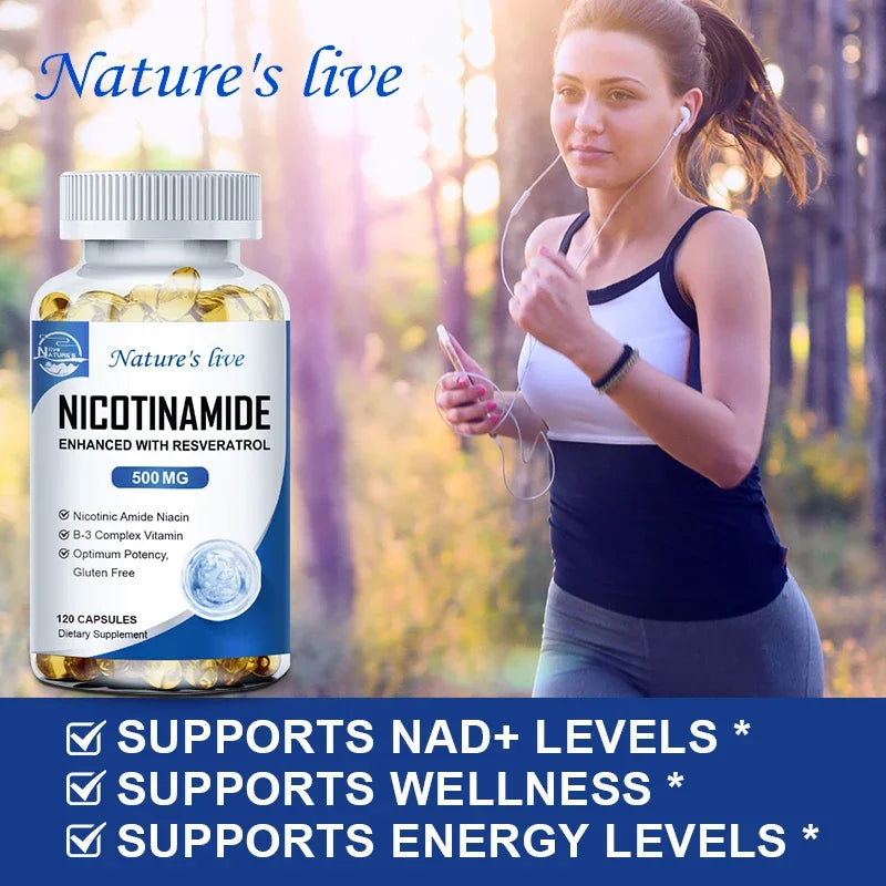 NATURE'S LIVE Nicotinamide Resveratrol 500MG, Anti-aging NAD Supplement 120/240/480 Capsules