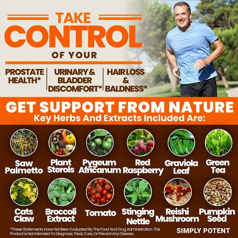 Men's Prostate Supplement with Saw Palmetto,33 Vitamins Plus B6,Zinc, Selenium,Healthy Urinary Frequency & Flow & Improved Sleep