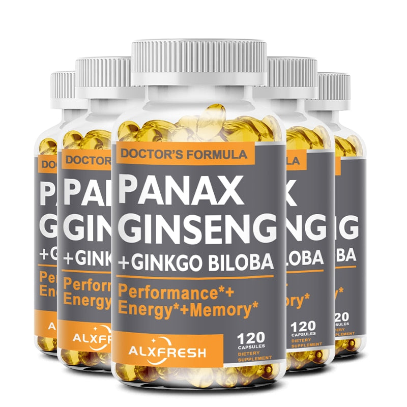 Alxfresh Korean Ginseng Capsules Ginkgo Biloba for Strength, Endurance, Performance Enhancement and Focus Supplement