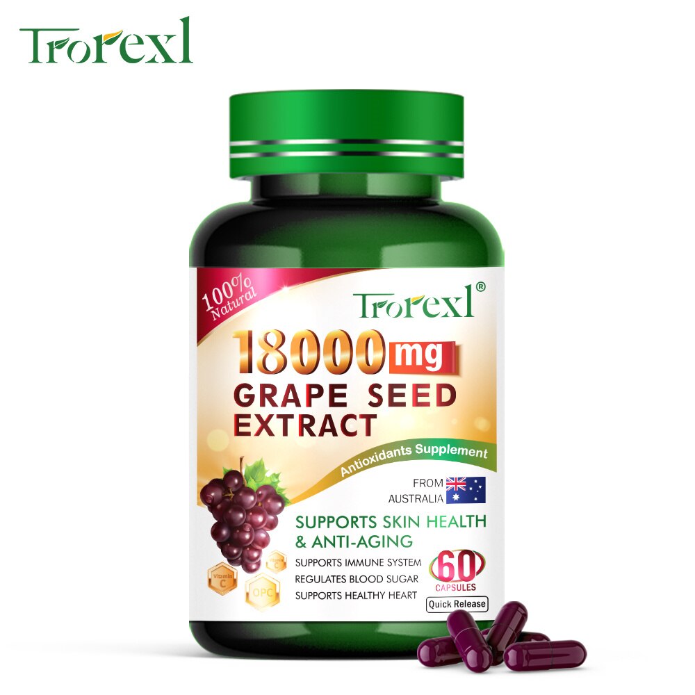 Natural Whitening Grape Seed Extract Capsules Antioxidant Dark Spots Remover Pills Blood Pressure Cholesterol Balance Supplement