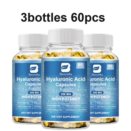 BEWORTHS Hyaluronic Acid Supplements Plus Biotin&Vitamin C High Potency Support Skin Hydration,Joint Lubrication,Hair&Eye Health