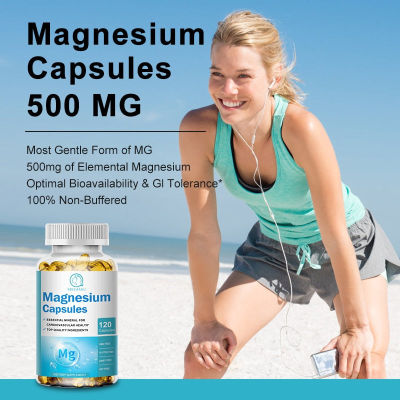 BBEEAAUU Chelated Magnesium Glycinate Capsules Promotes Muscle Heart and Bone Health Help Sleep Muscle Relaxation Anxiety Relief