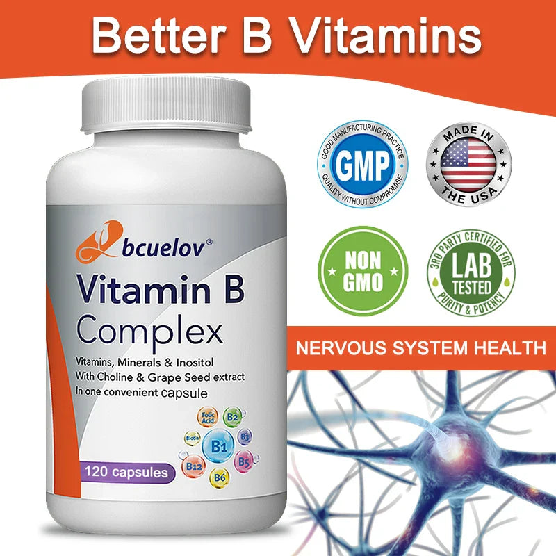Vitamin B Complex Capsules - Helps with Healthy Energy Metabolism, Boosts Immunity, and Supports A Healthy Nervous System