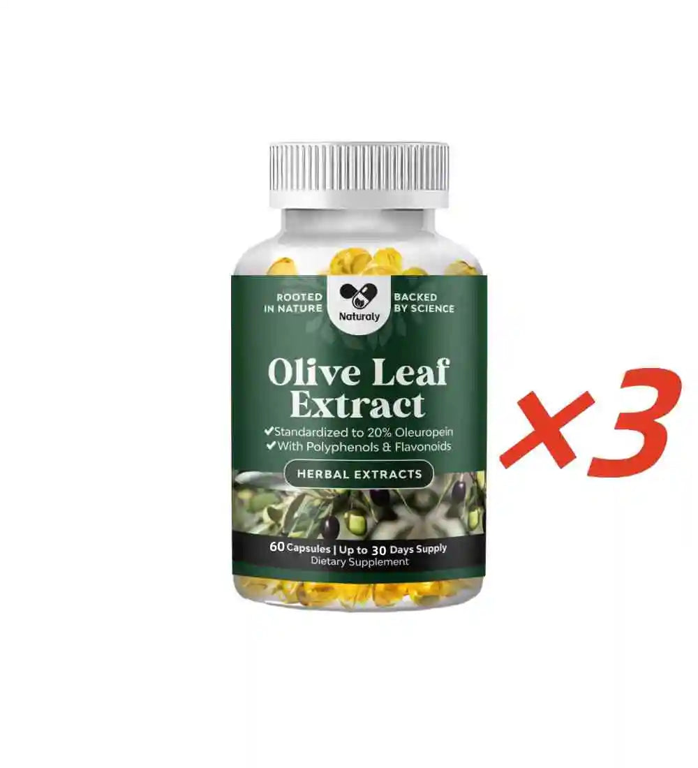 Powerful Olive Leaf Extract Capsules - High strength antioxidant supplement, containing pure olive leaves and 20% olivine - Herb