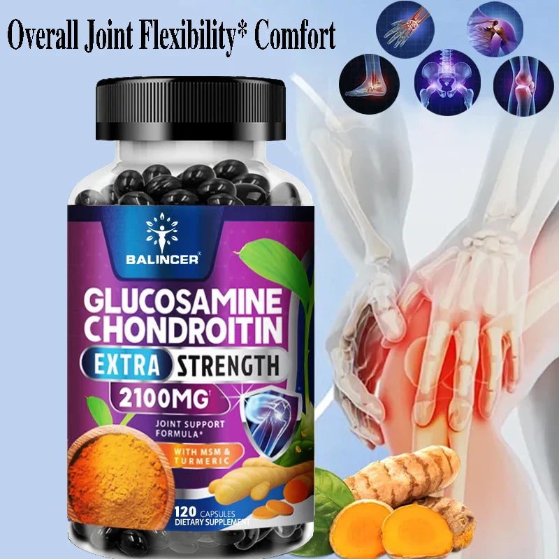 Chondroitin Turmeric MSM Glucosamine Triple Strength 2100 Mg for Hips, Knees, Joints & Back Comfort - Joint Supplements