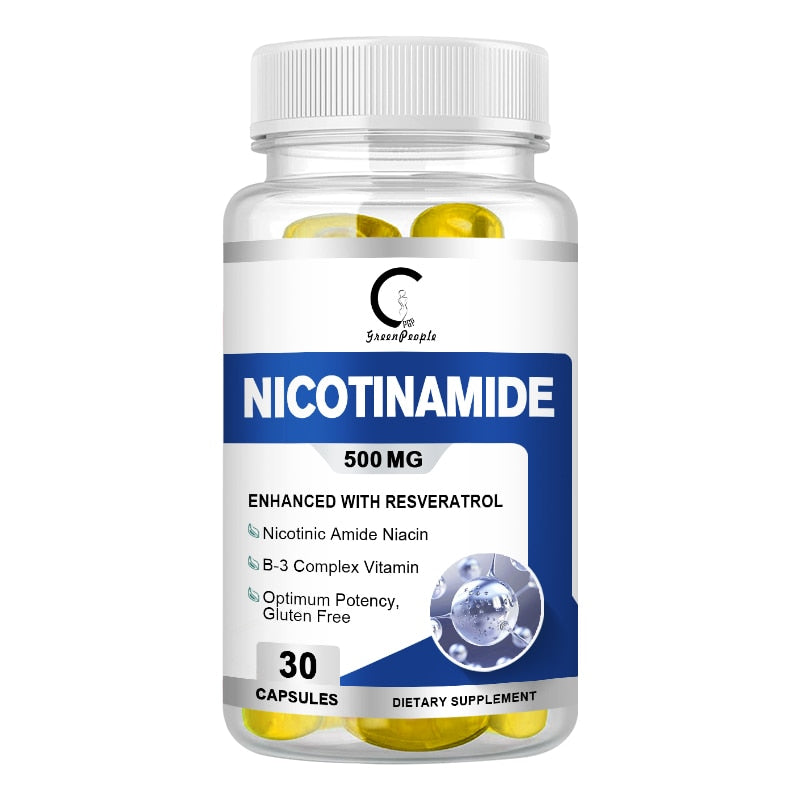 Greenpeople Nicotinamide Capsules Vitamin B3 Diet Supplement Boost Skin Beauty Whitening Repair Anti-aging Cardiovascular Health