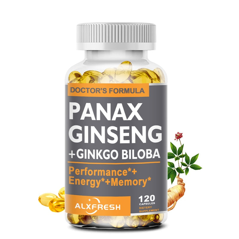 Alxfresh Korean Ginseng Capsules Ginkgo Biloba for Strength, Endurance, Performance Enhancement and Focus Supplement