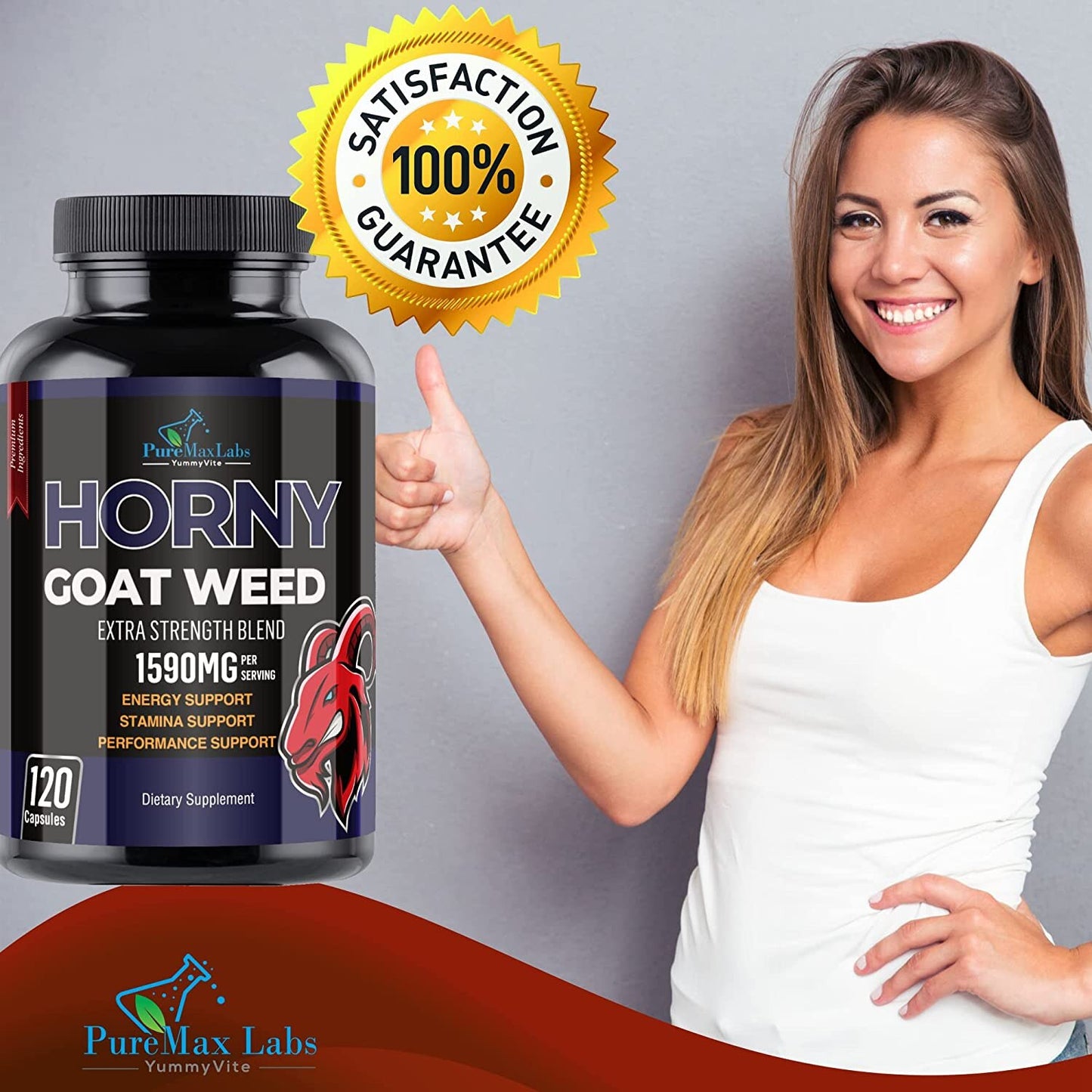 Horny Goat Weed Capsules Support Improves Male Performance Long-lasting Increased Energy Supplement Strength and Muscle Growth