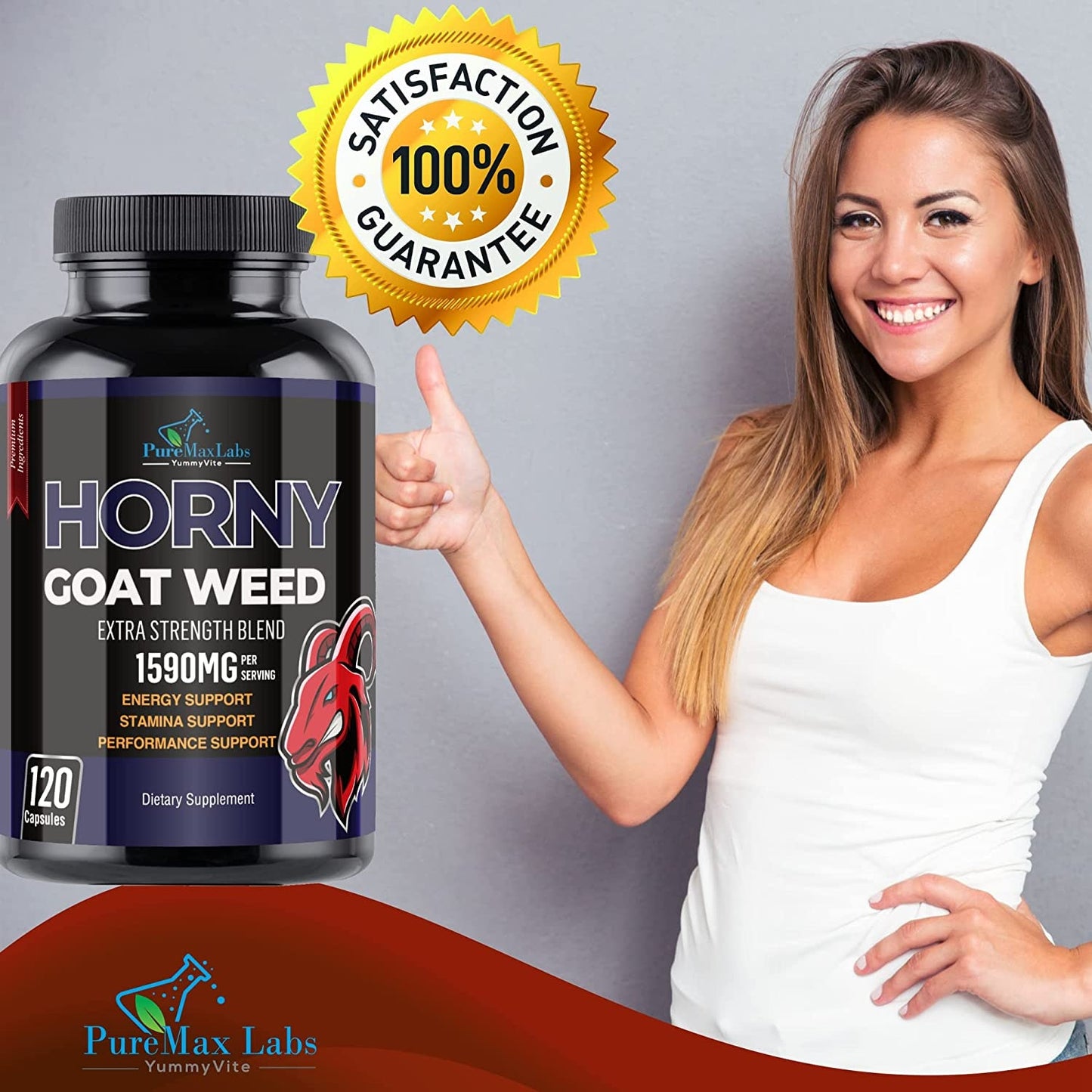 Horny Goat Weed Capsules Support Improves Male Performance Long-lasting Increased Energy Supplement Strength and Muscle Growth